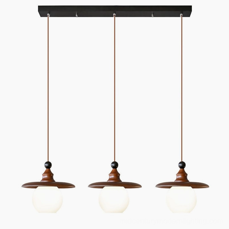 Kato 3-light linear pendant L 41.3 inches, complete fixture with multiple shades