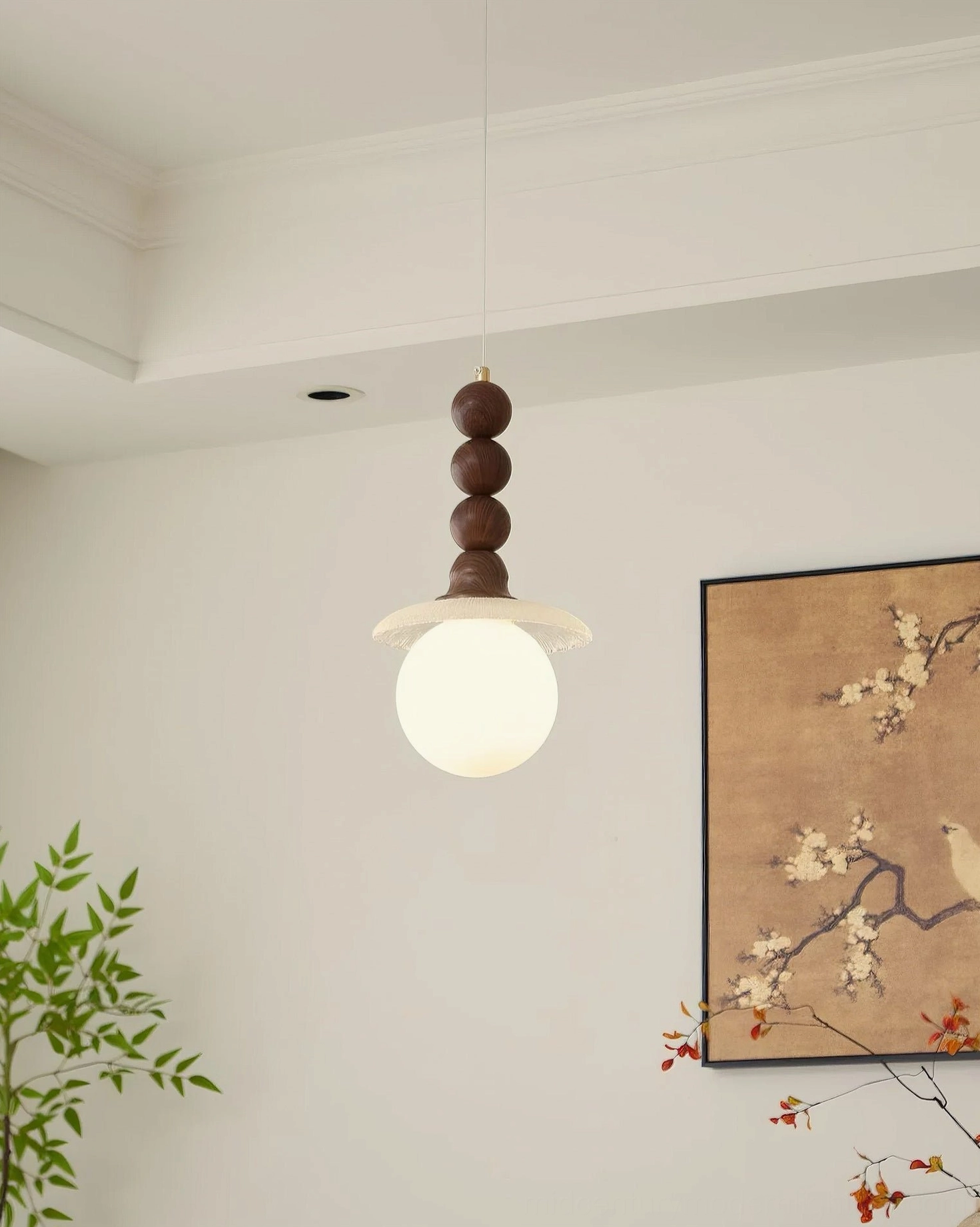 Kaydan pendant light close-up showing ribbed glass texture and vintage design