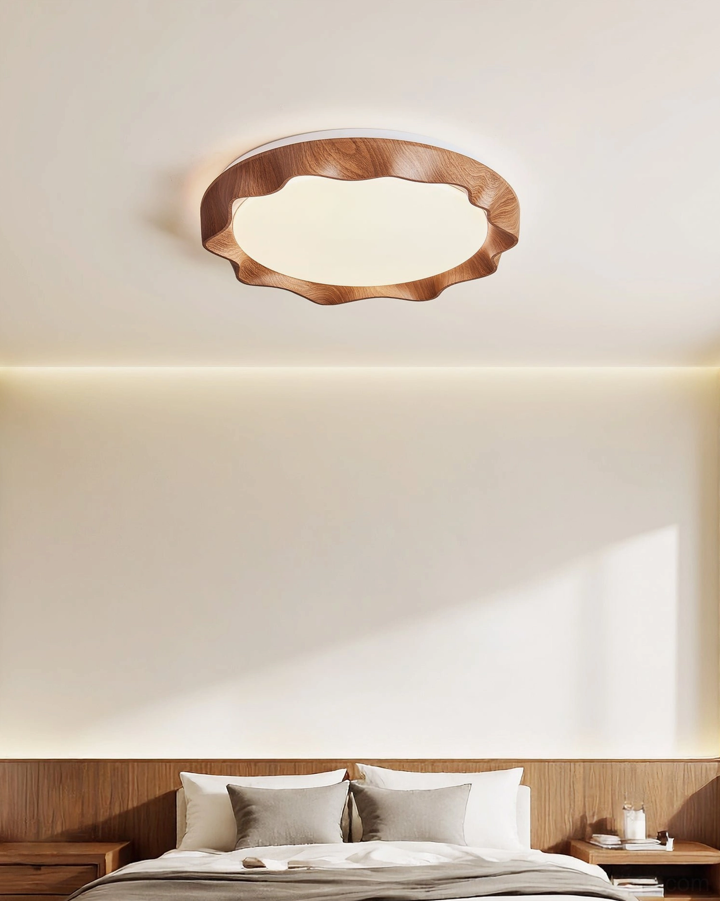 Kerio wavy edge ceiling lamp in simple master bedroom with natural soft lighting effect