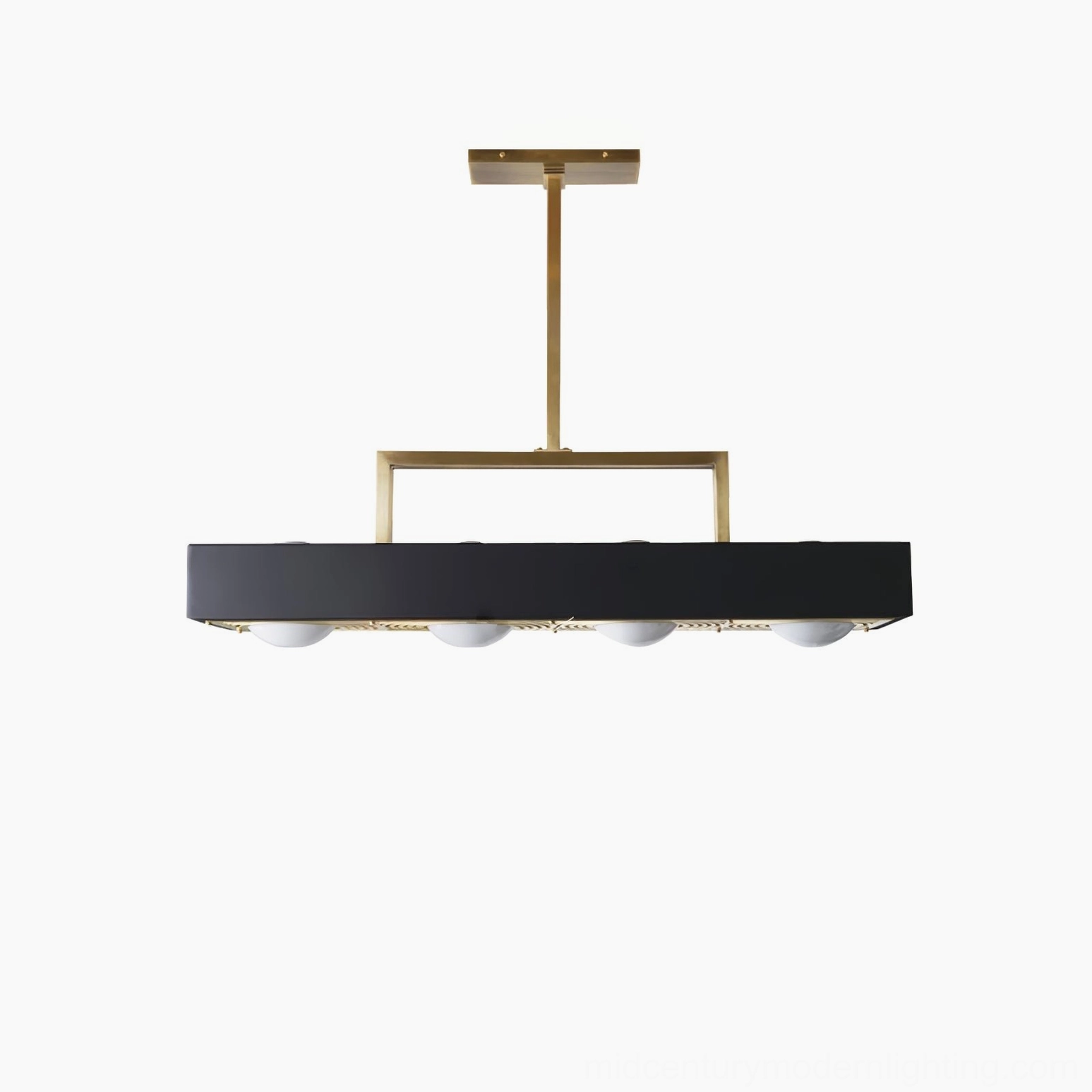 Black Kernel geometric pendant light suspension detail with adjustable rod length