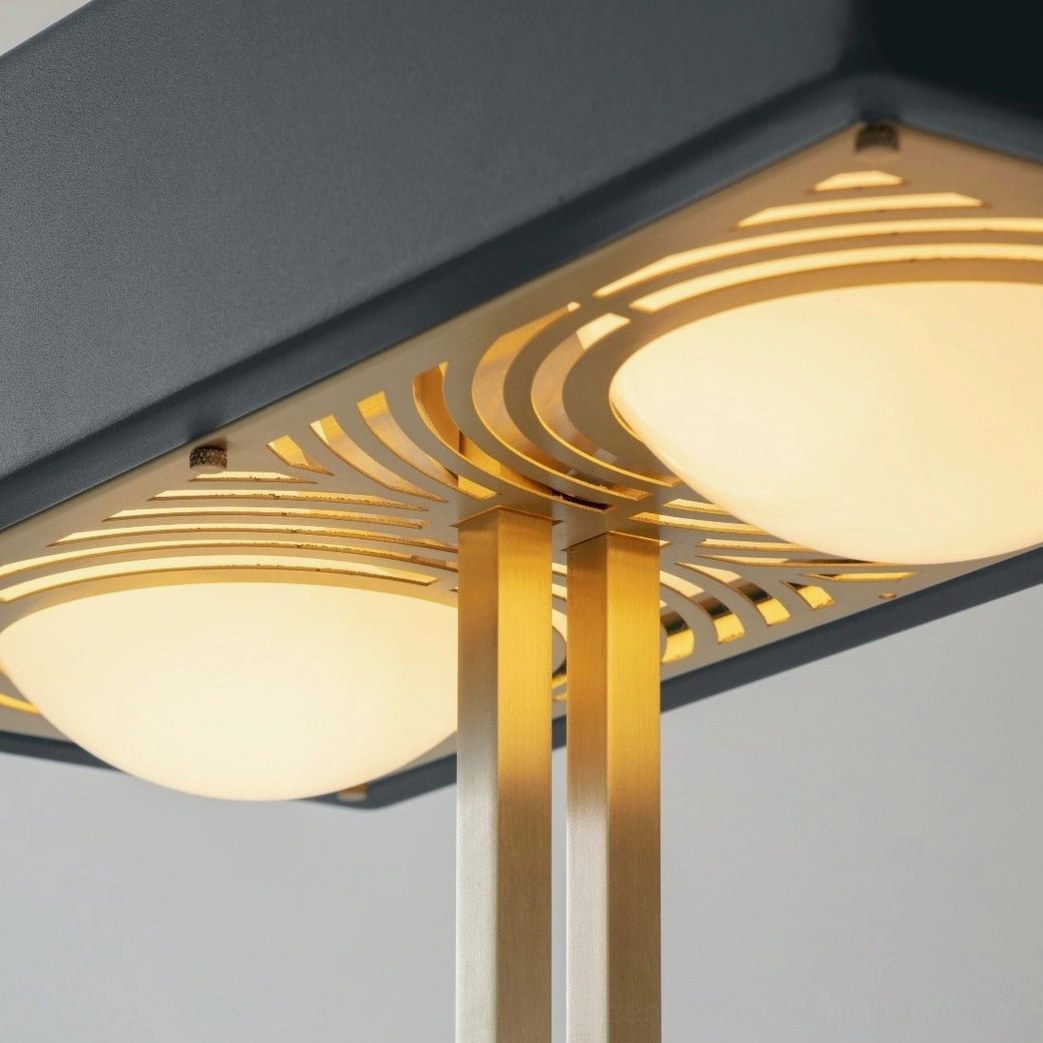 Kernel mid-century modern table lamp architectural metal base and geometric structure detail