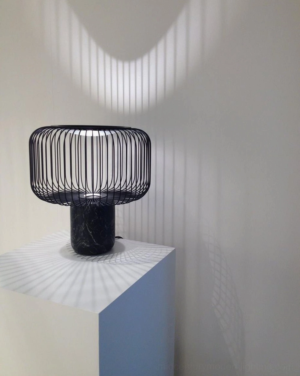 Keshi marble lamp side angle close-up showing circular striped shadow projection effect