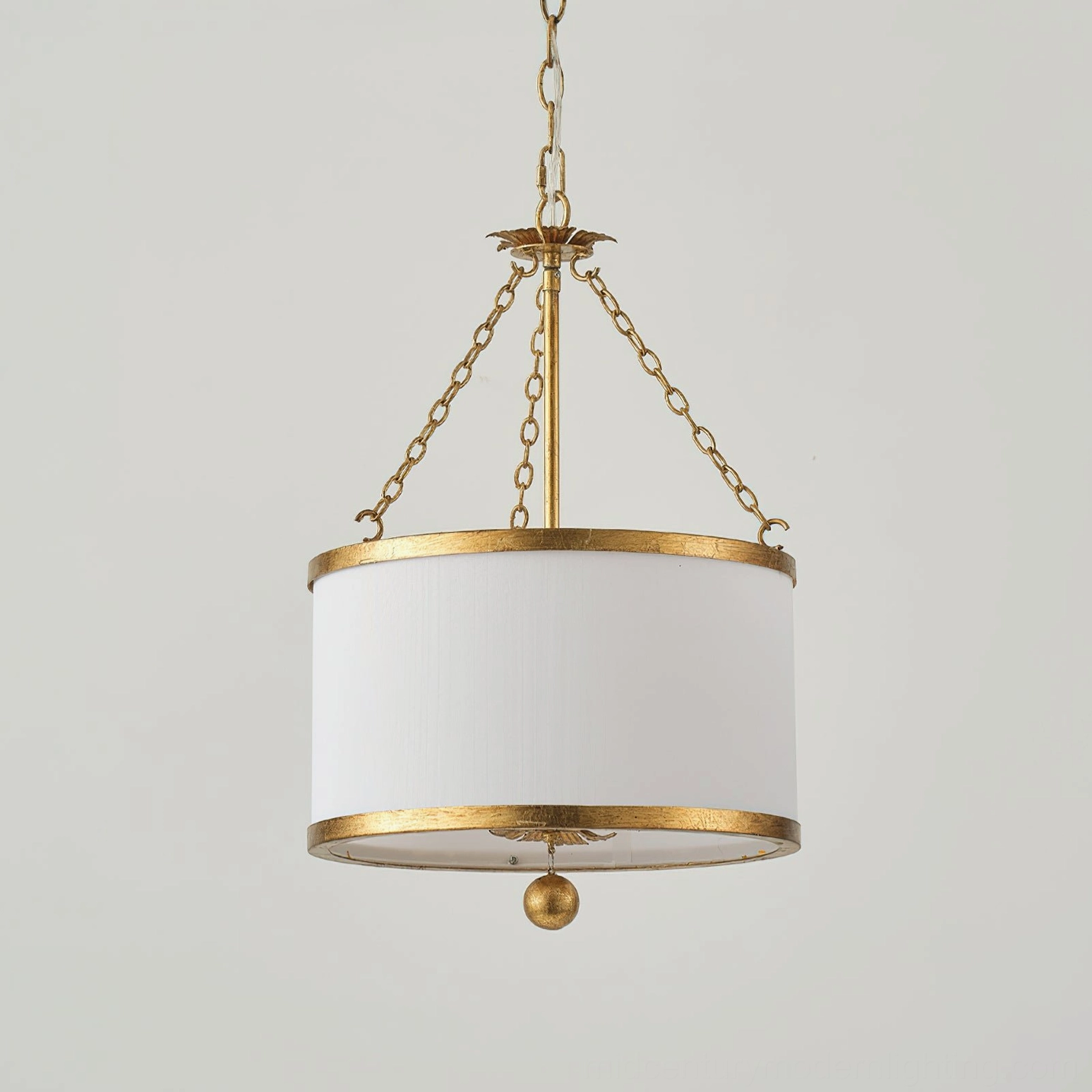 Kian pendant light assembled with suspension chain and ceiling mount hardware ready for installation