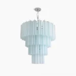 Kieran tiered glass tube chandelier frosted white four-layer design studio lighting showcase