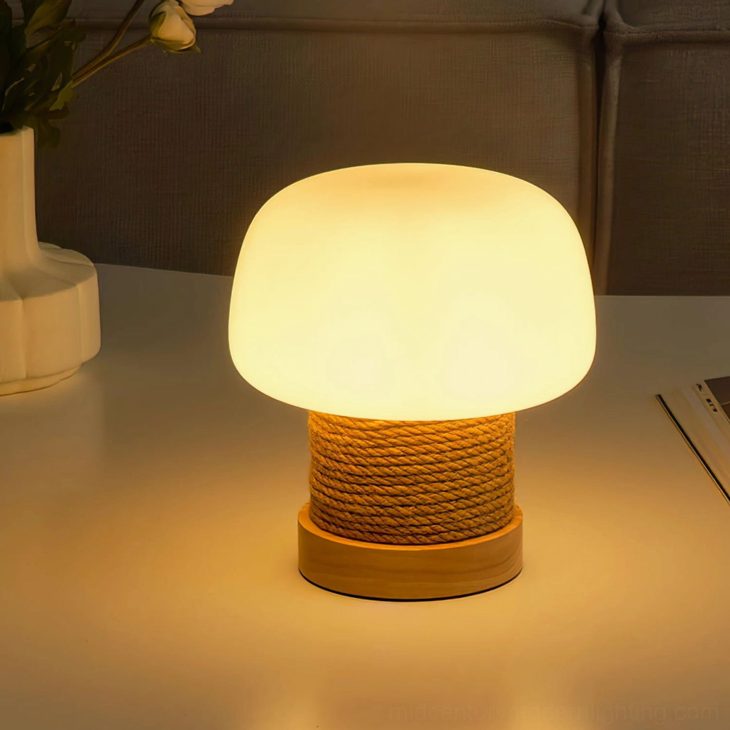 Contemporary mushroom table lamp with E26 E27 socket compatibility options