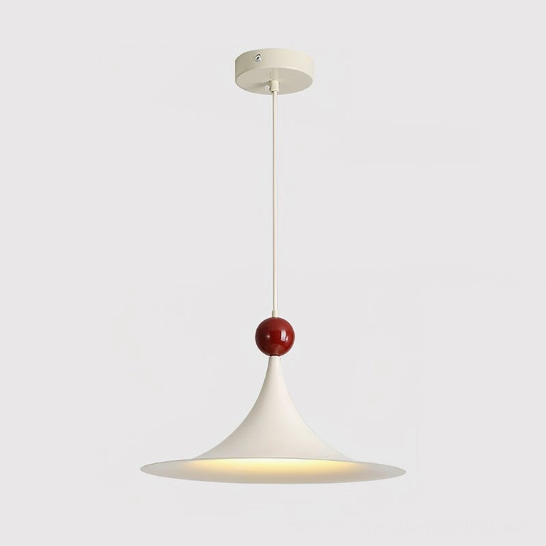 Kinvara mid-century modern white and red pendant light fixture complete product shot