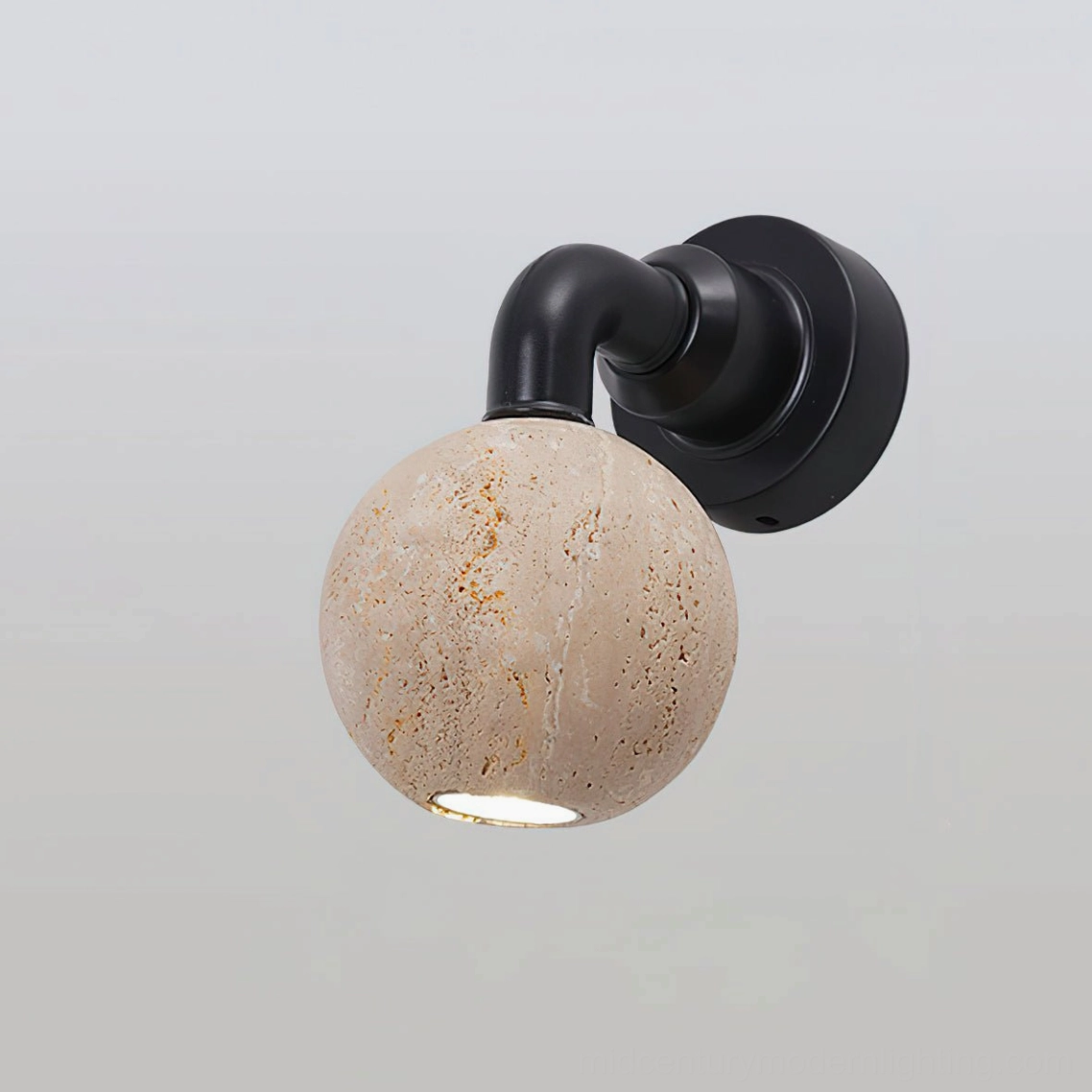 Kiran travertine wall sconce Model C balanced proportions in contemporary interior space