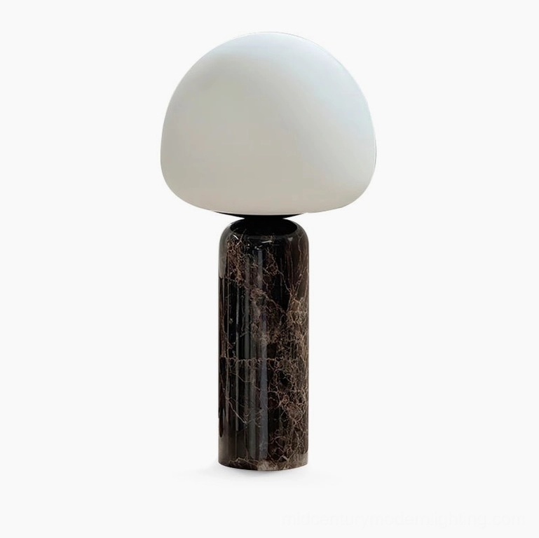 Kizu Model B tall marble table lamp with extended height and opal glass shade