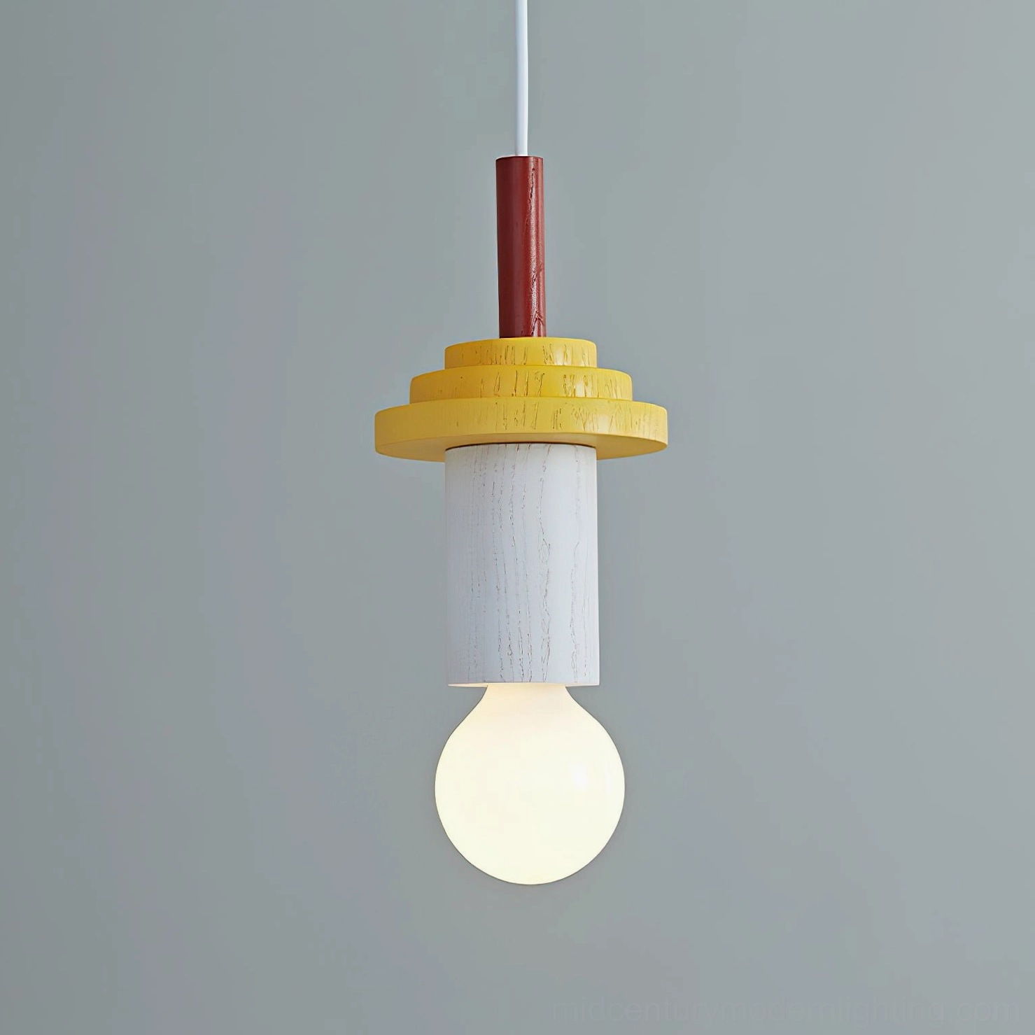 Klee geometric pendant light with color-blocked wood construction highlighting artistic form