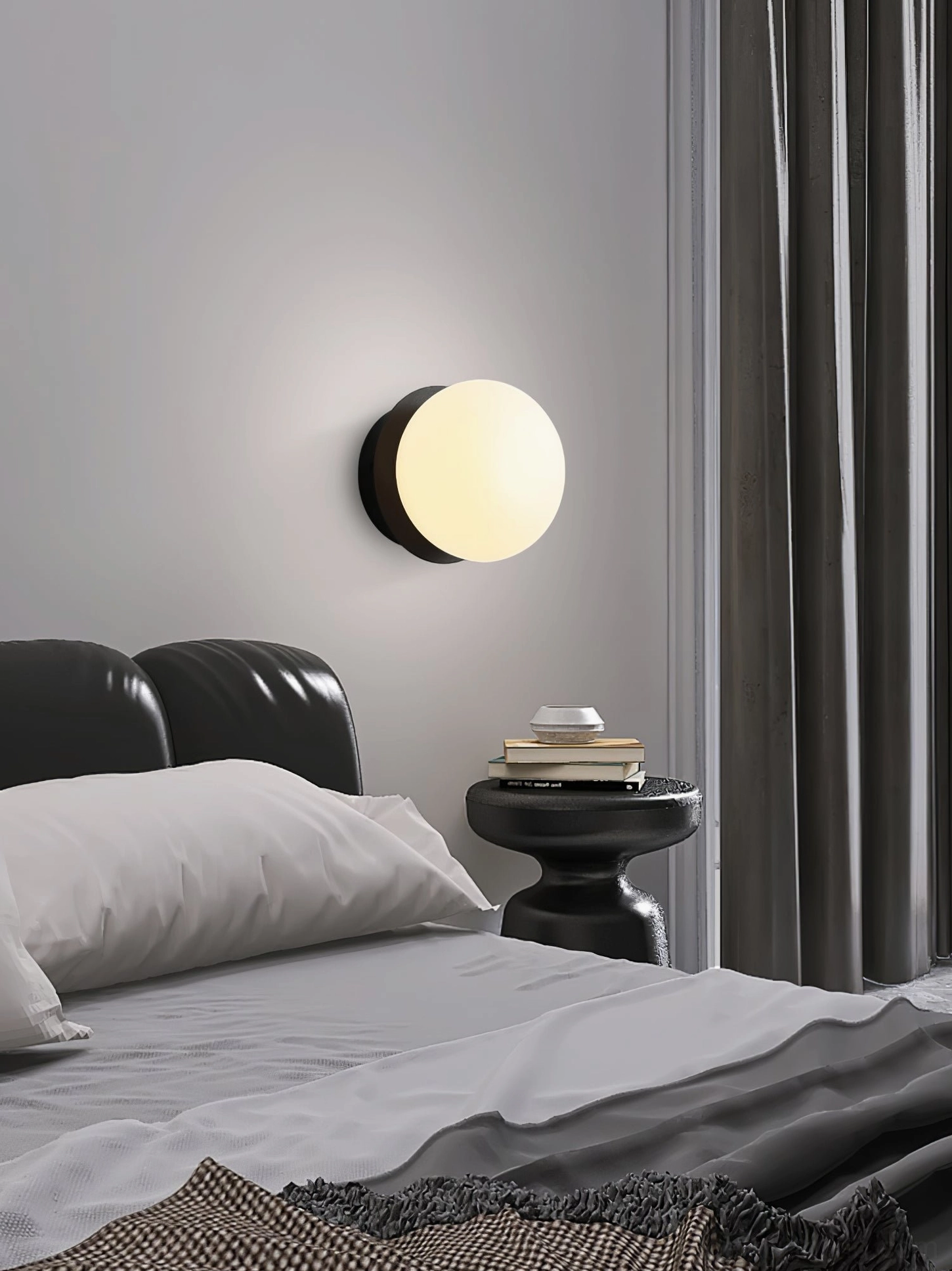 Twin Knock flush ceiling lamps in apartment entry hallway, overhead minimalist fixtures warm ambient lighting
