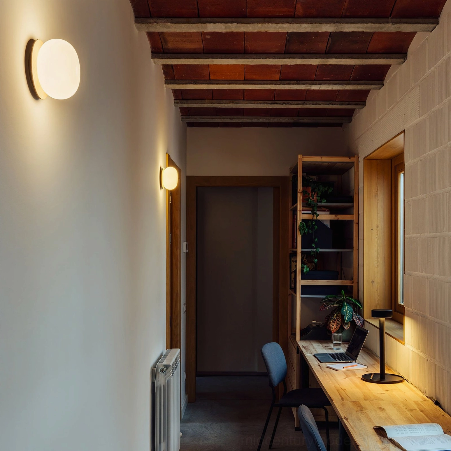 Knock minimalist wall sconce bedroom accent lighting, soft diffused glow ambient lamp design