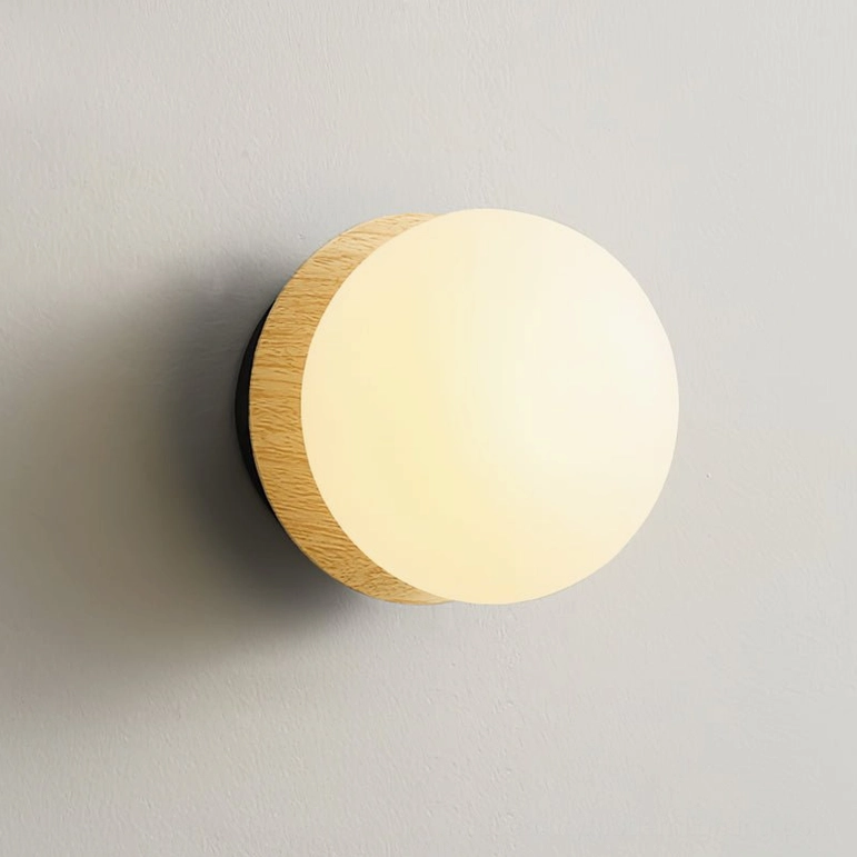 Knock black wall lamp in modern minimalist hallway, sophisticated monochromatic interior aesthetic