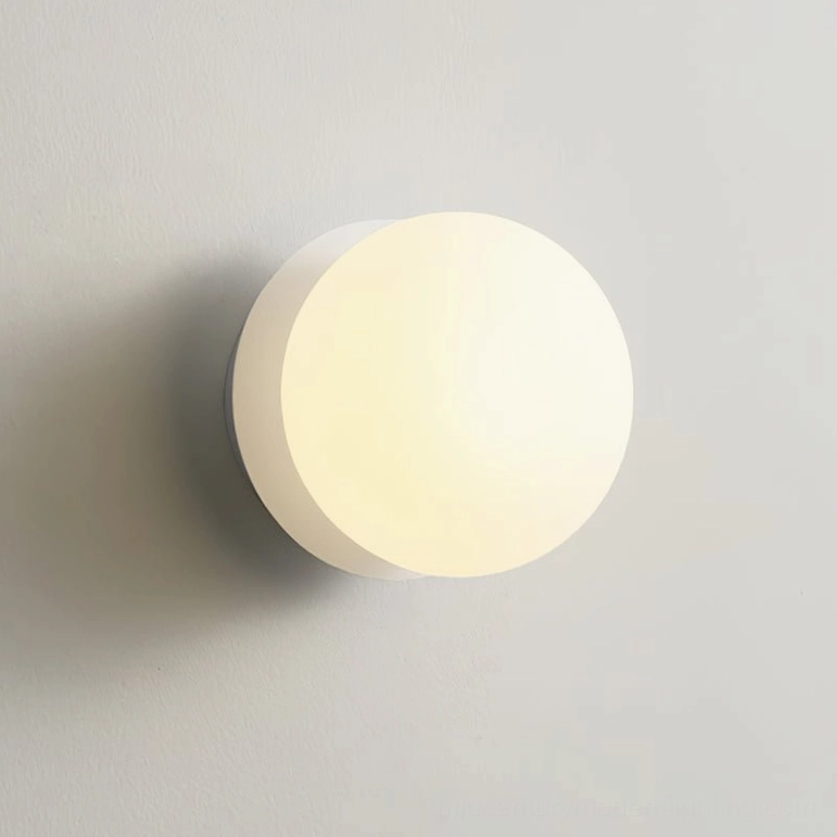 Knock wall lamp Model B white finish, large round sconce clean minimalist bright interior aesthetic