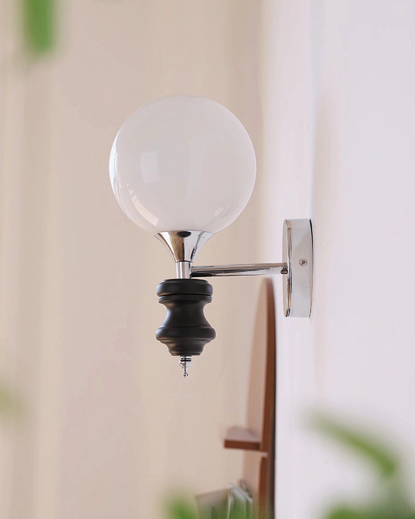 Koscina globe wall sconce - retro minimalist style mounted on bedroom or hallway wall
