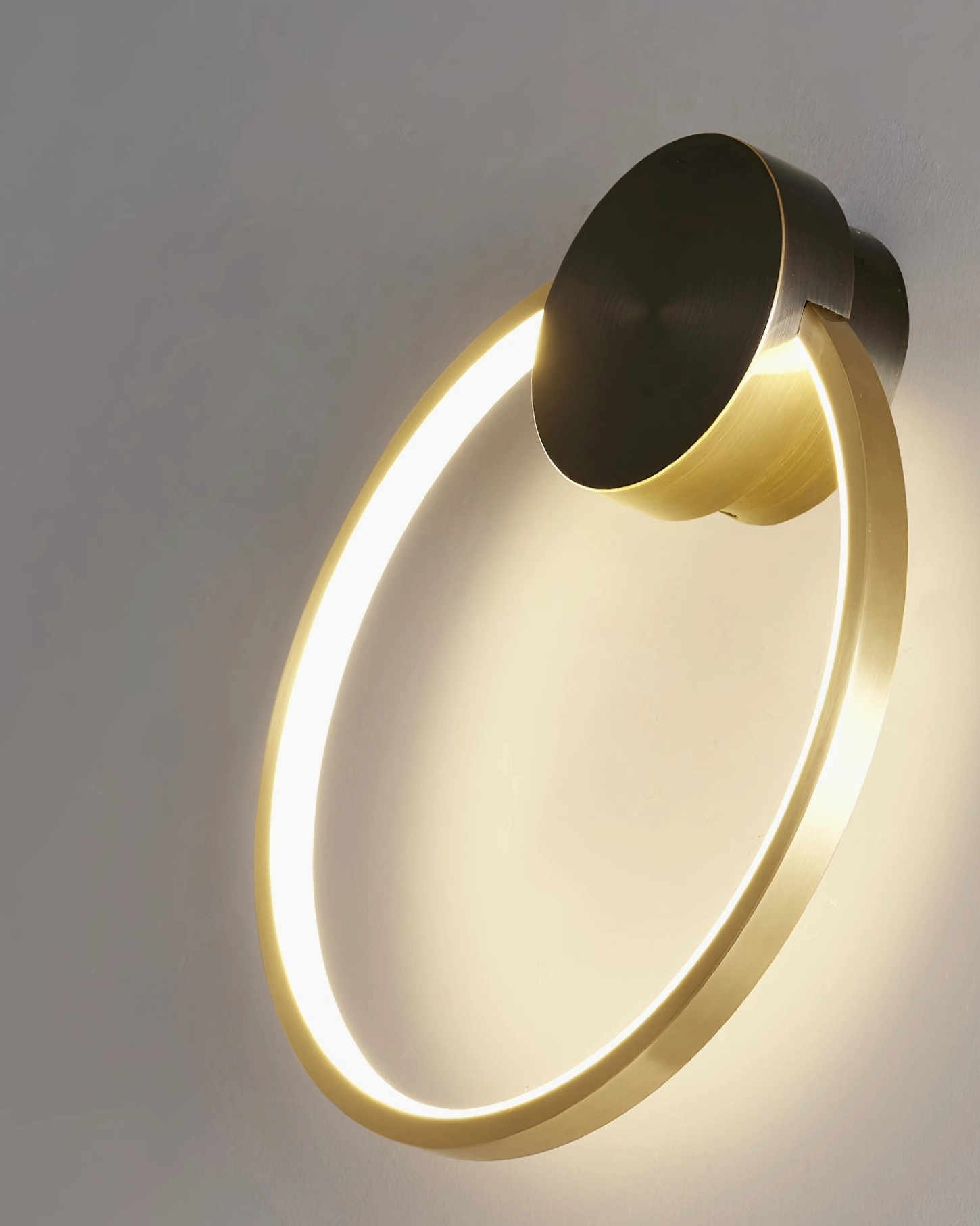 Koya geometric ring LED wall sconce matte black gold finish modern decor