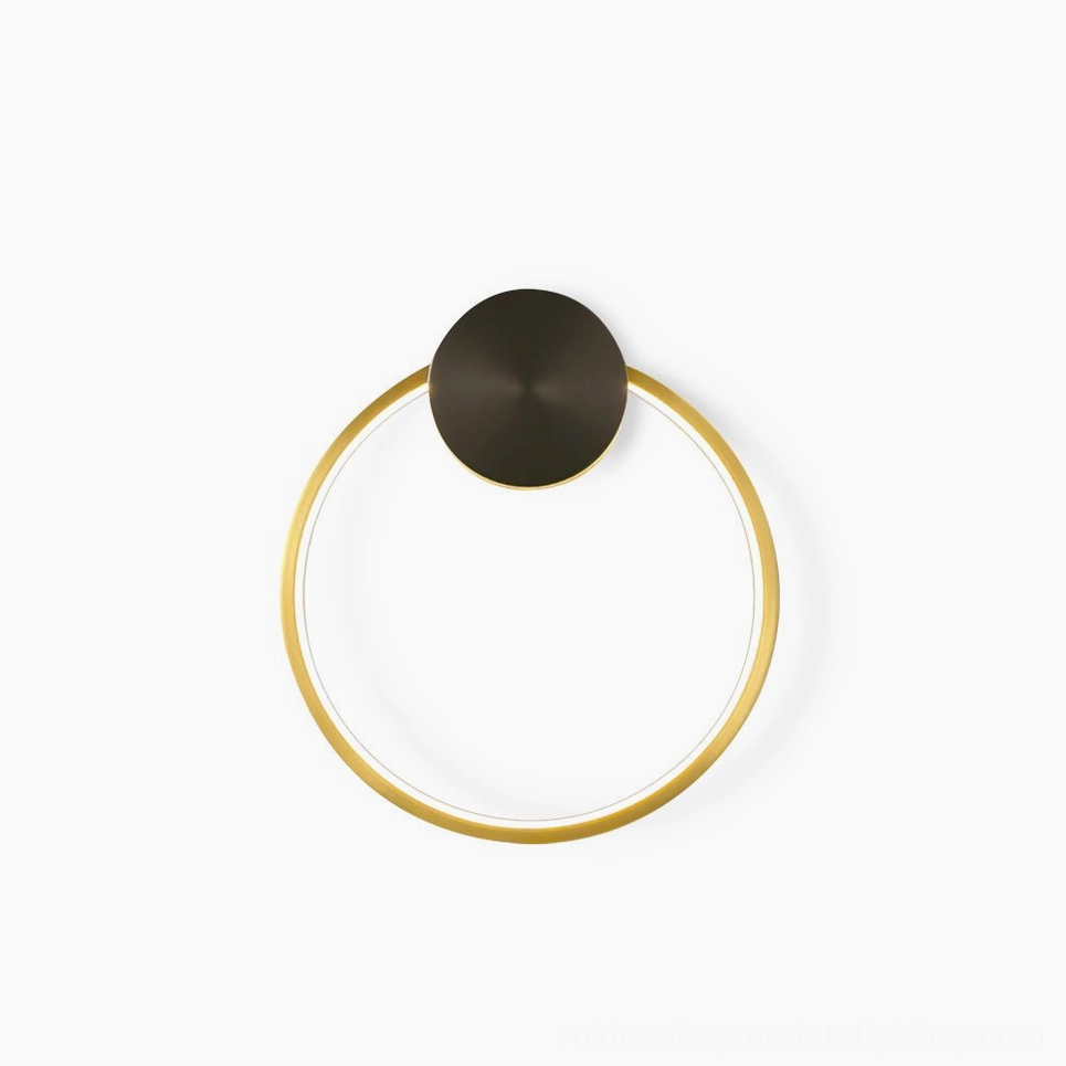 Koya minimalist LED wall sconce circular ring design modern brass finish flat product shot