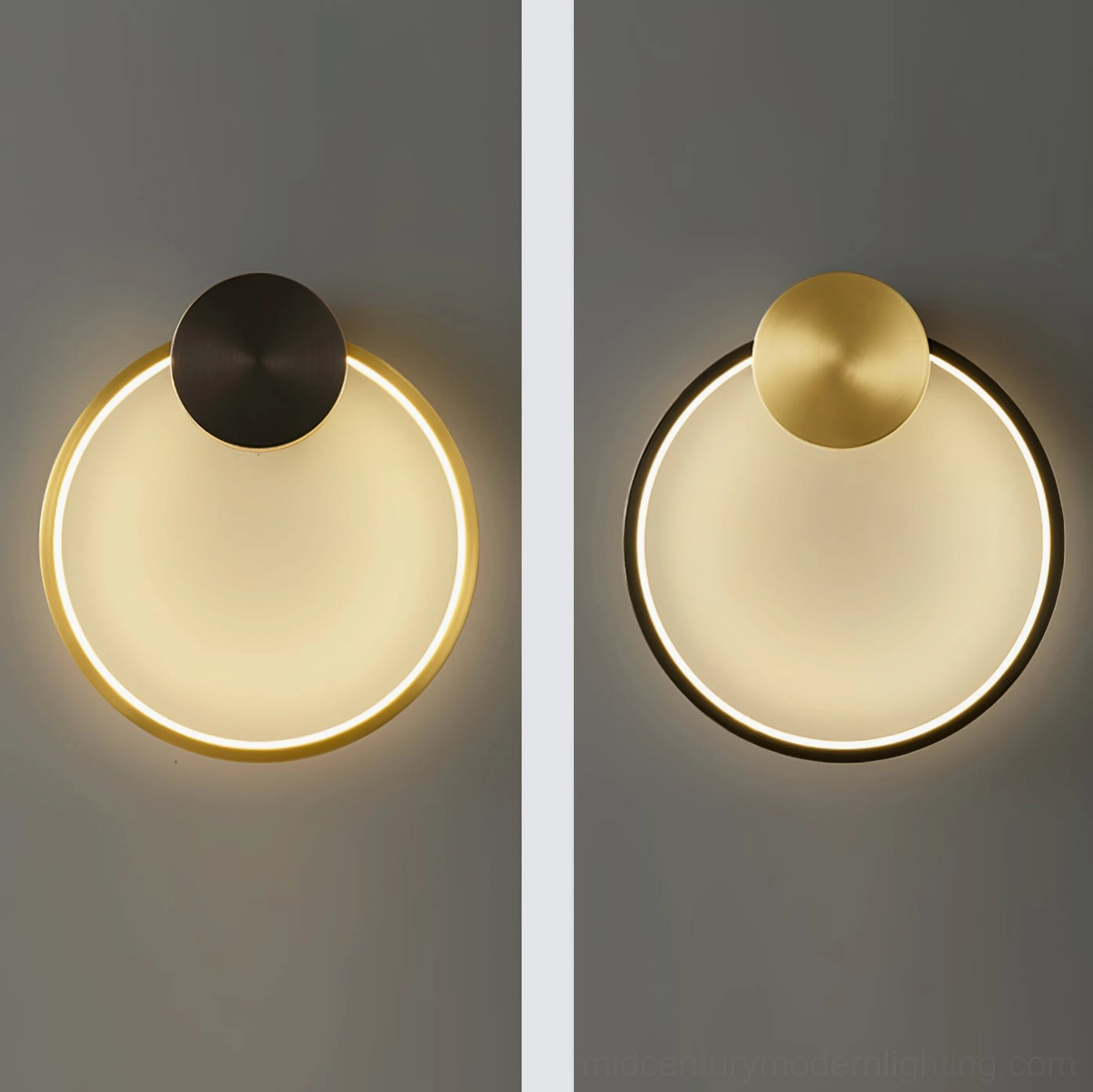 Koya minimalist LED wall sconce circular ring design product detail photography