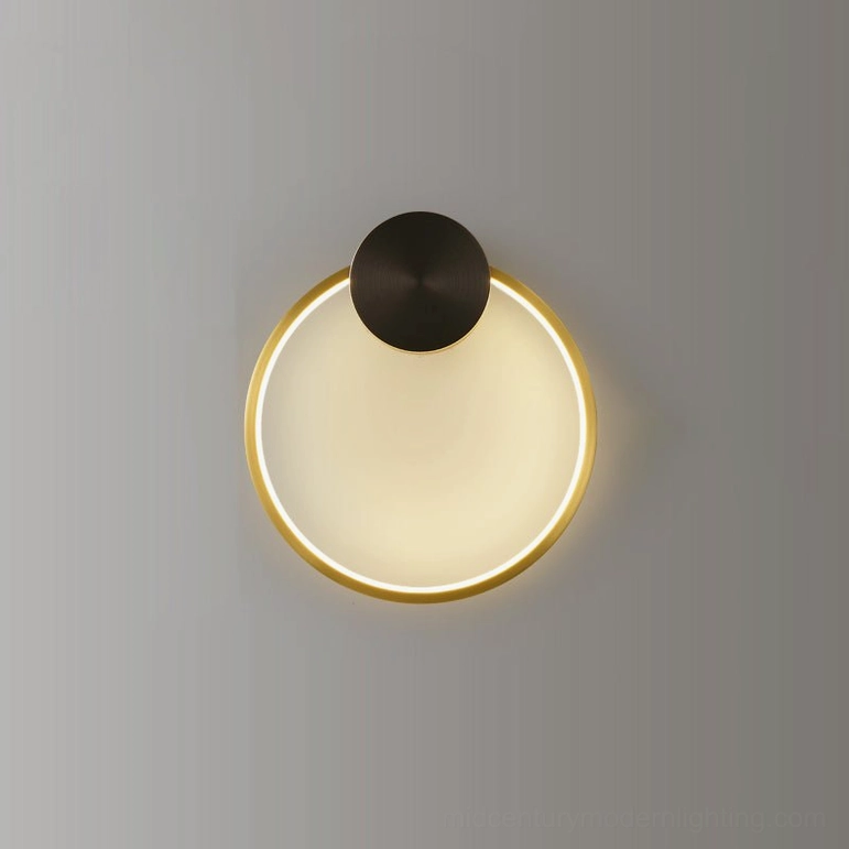Koya wall sconce model A matte black gold large geometric ring design