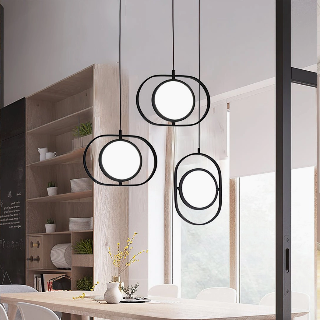 Kuu pendant light installation example modern bedroom warm ambient lighting