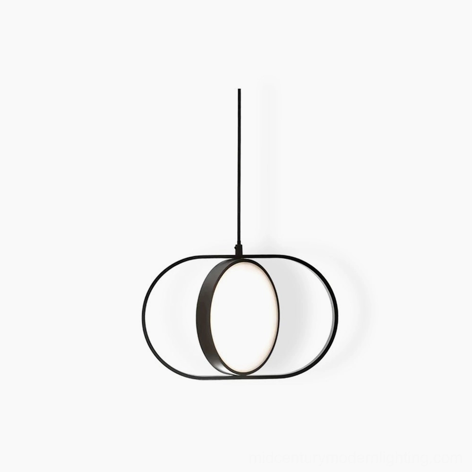 Kuu rotatable pendant light with oval crescent shade front view modern Nordic design