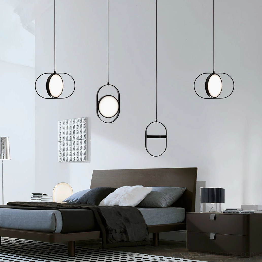 Assorted Kuu pendant lamps master bedroom dark wood furniture Nordic minimalist set