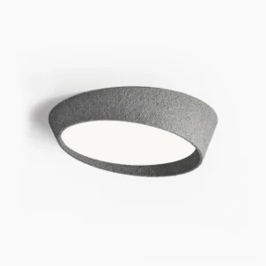Kuzco dark gray textured ceiling lamp top-down studio view showing detailed surface finish