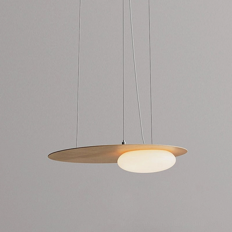 Kwic disc pendant light standard size 48cm with brushed gold finish, contemporary styling