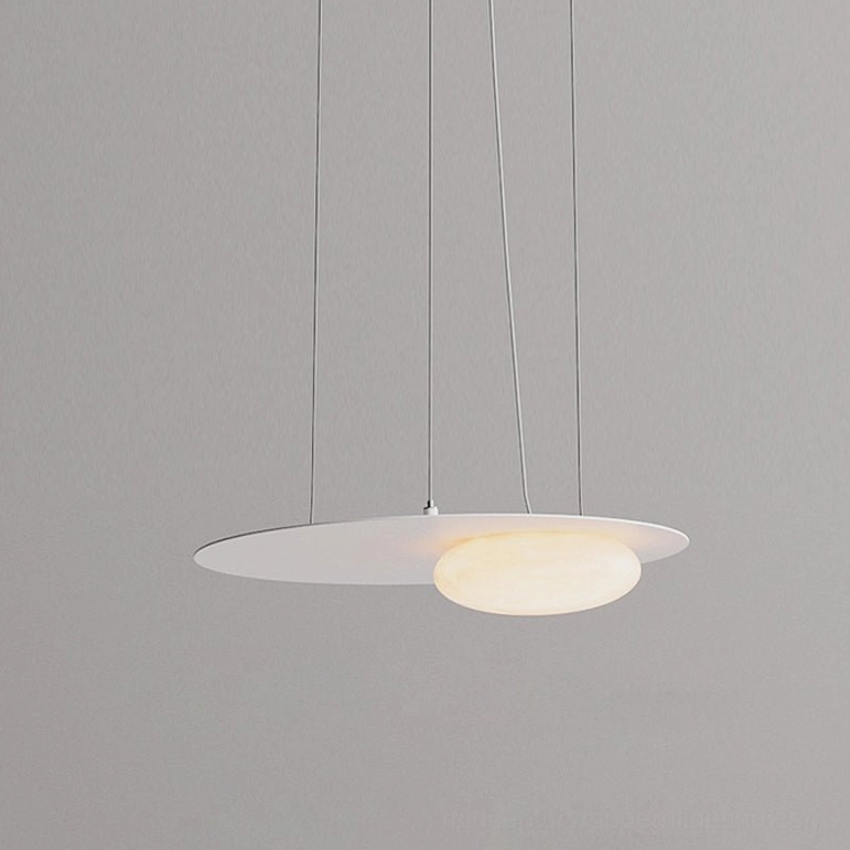 Kwic pendant lamp standard size 48cm diameter with pure white finish and warm LED light