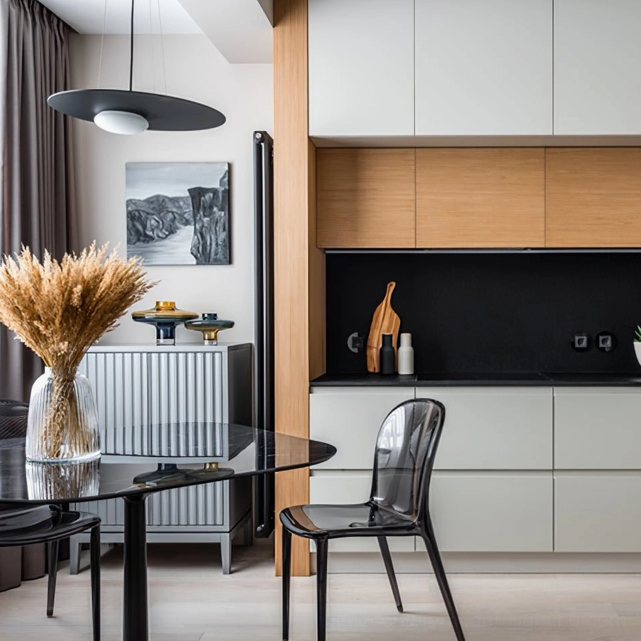 Kwic pendant lamp with precision metal frame and integrated LED light source, architectural view