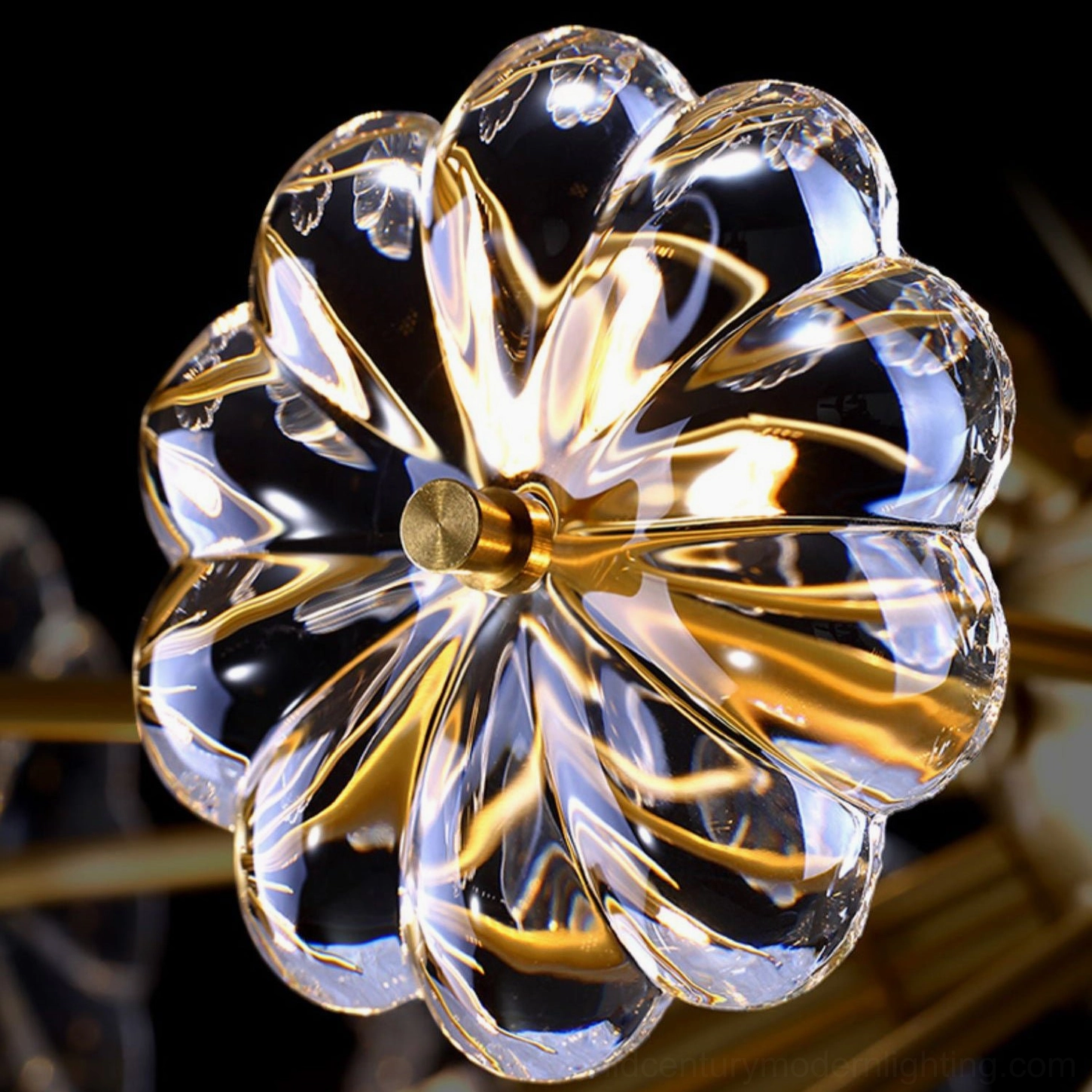 Lamina mid-century modern ceiling light showing light distribution and petal arrangement details