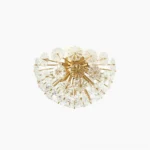 Lamina brass and clear glass floral ceiling light, top-down studio view showing radial petal design