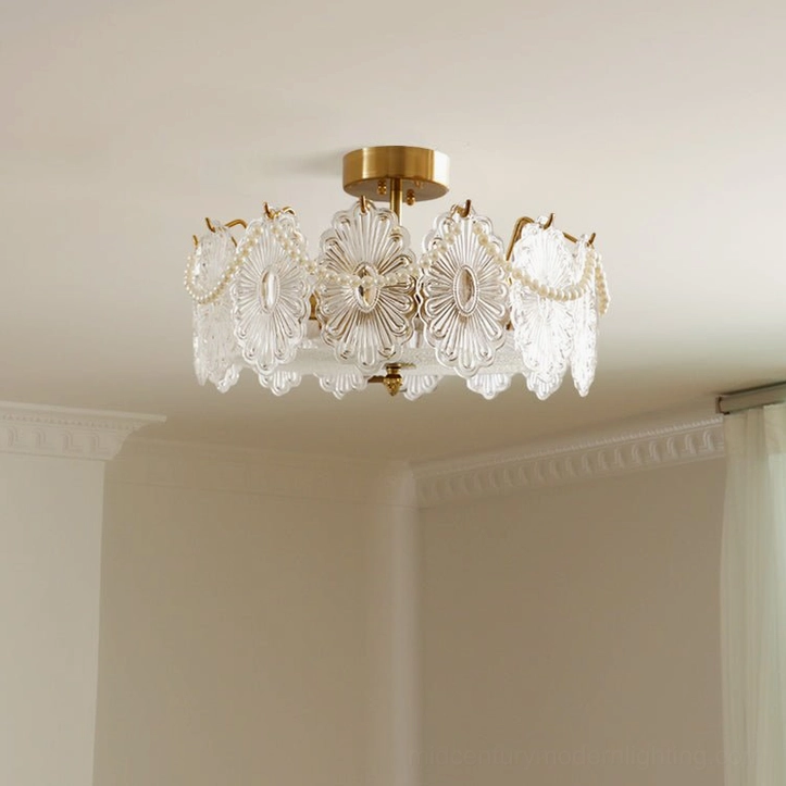 Lamina brass ceiling lamp installed in minimalist modern interior space