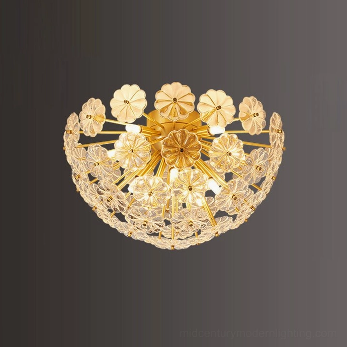 Lamina small brass ceiling light, compact floral design ideal for hallways and smaller spaces