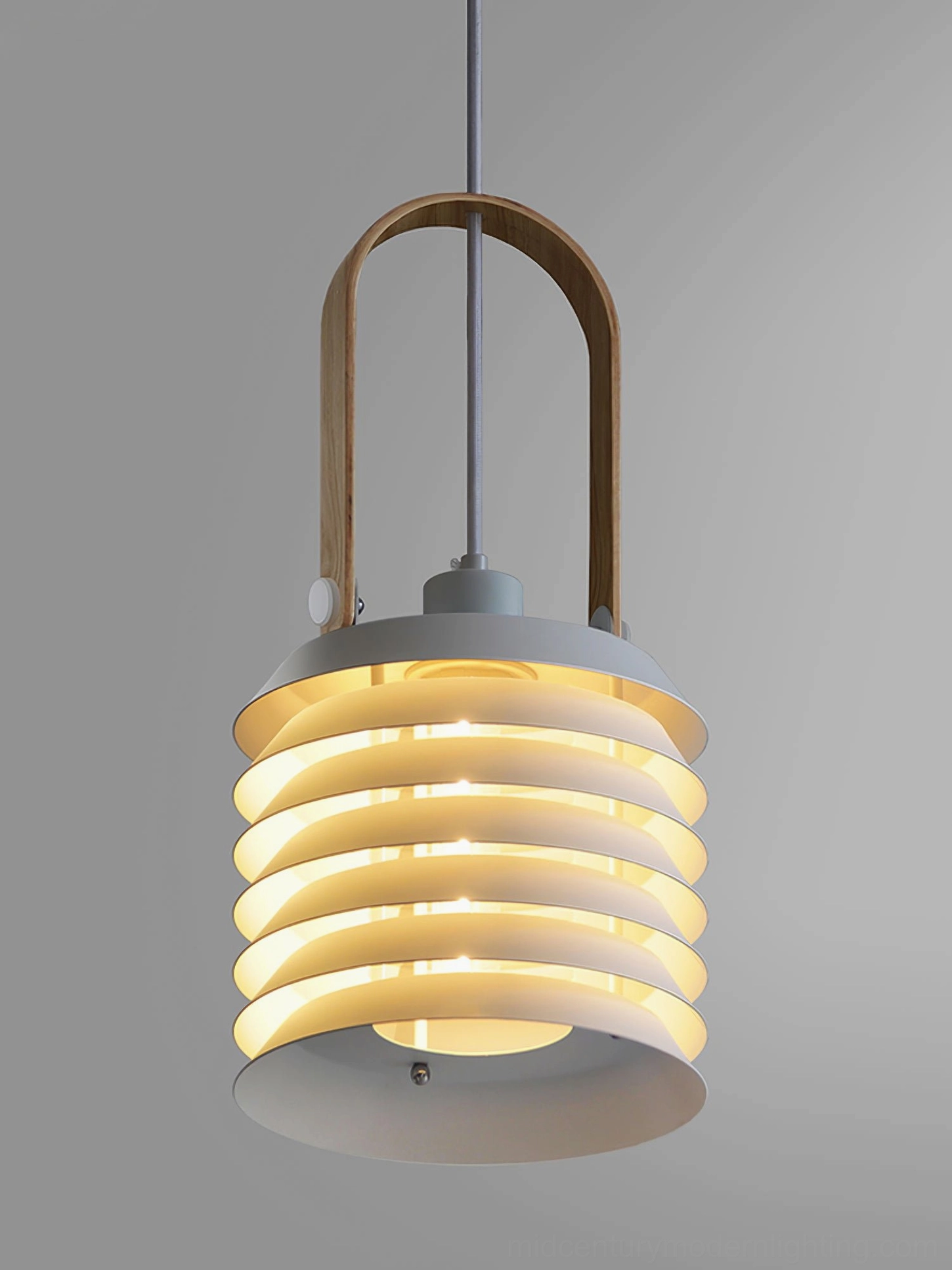 Honeycomb lantern pendant lamp with Edison bulb compatibility and wooden top handle detail