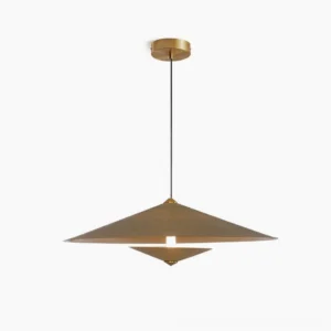 Laos Gold Pendant Lamp – Studio Front View with Warm Brass Finish and Two-Tier Geometric Shade