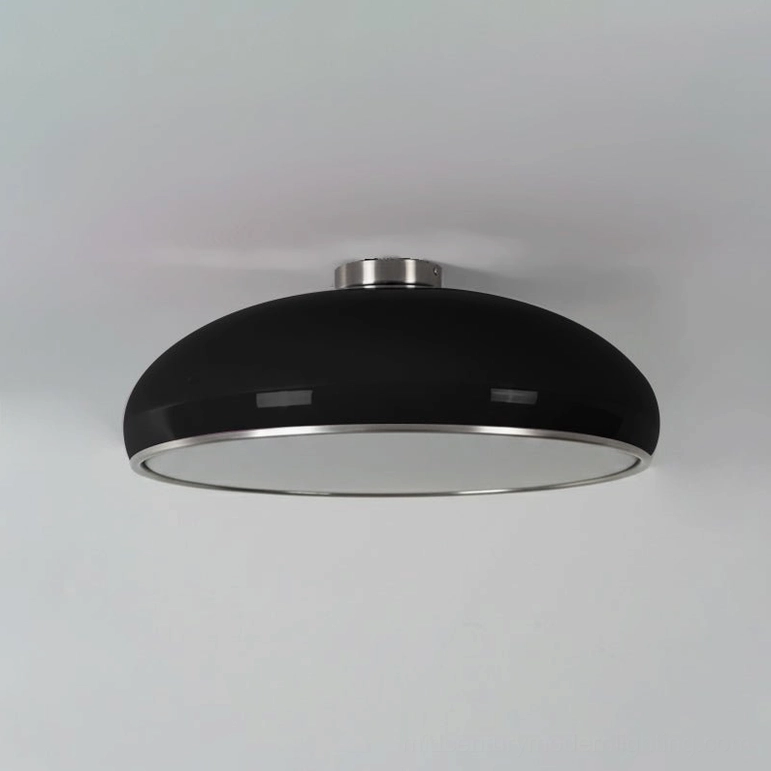 Large 23.6-inch diameter black and chrome Aicia semi-flush ceiling light fixture for mid-century modern interiors