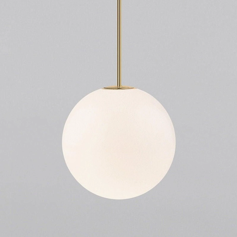 Large 30cm brass globe pendant light as dramatic statement fixture for high ceilings