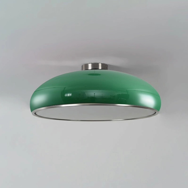 Large green and chrome Aicia semi-flush ceiling light 23.6 inches diameter for nature-inspired mid-century modern spaces
