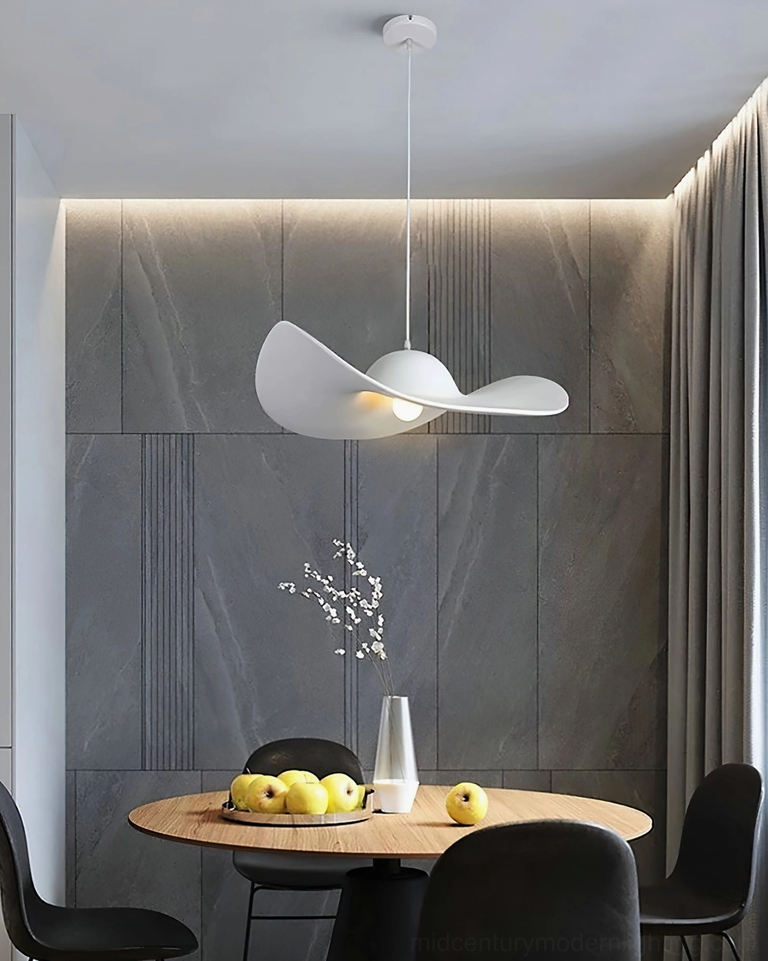 Large-scale hat pendant light making bold statement in contemporary space