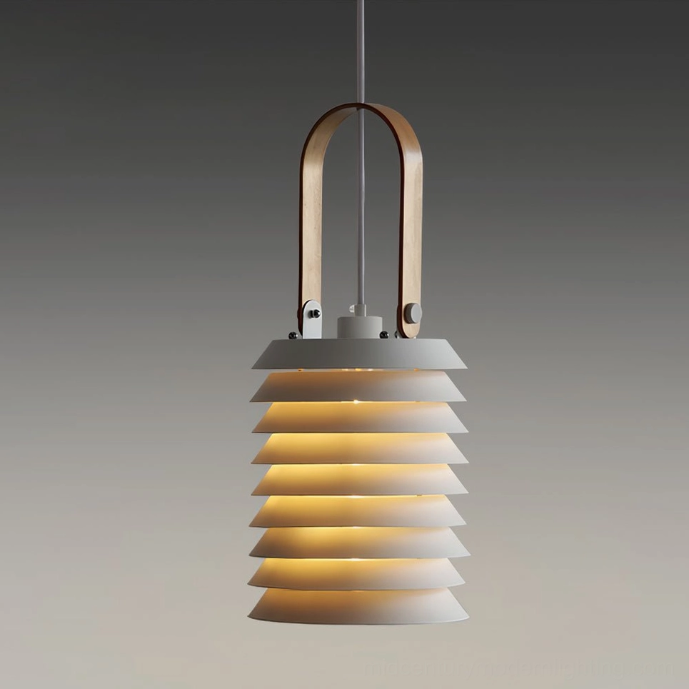 Large honeycomb lantern pendant lamp (19.3 inches height) with Nordic minimalist design and wooden accent