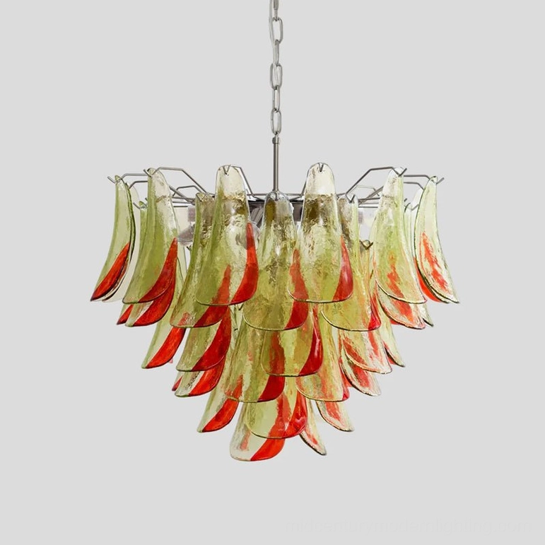 Large Marielle Murano chandelier with brushed nickel frame, 25 E14 bulbs, 78 glass petals