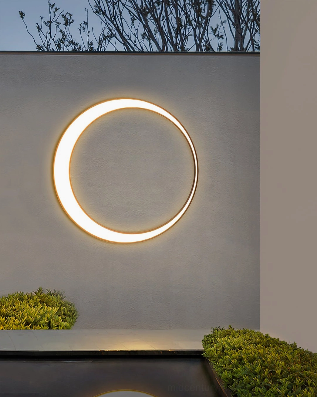 Large circular moon outdoor lamp poolside wall modern minimalist lighting