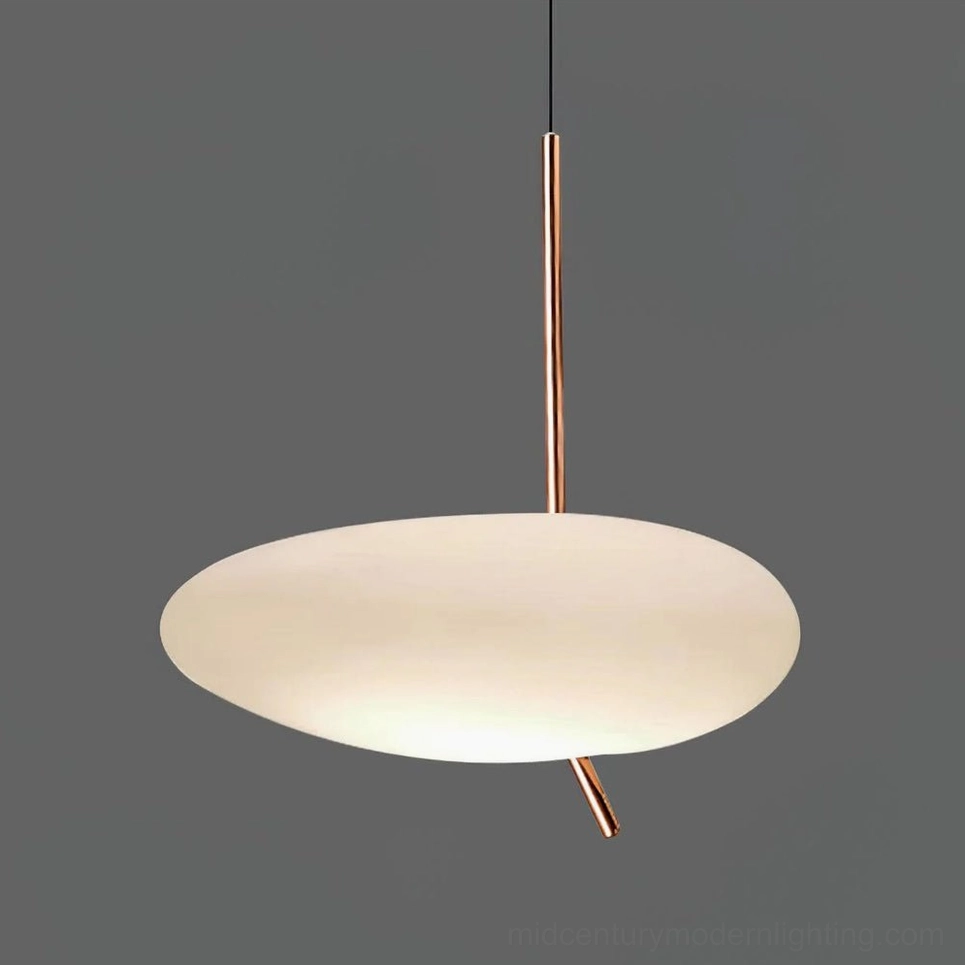 Large plastic shade pebbles pendant light in spacious modern dining area with elegant ambiance
