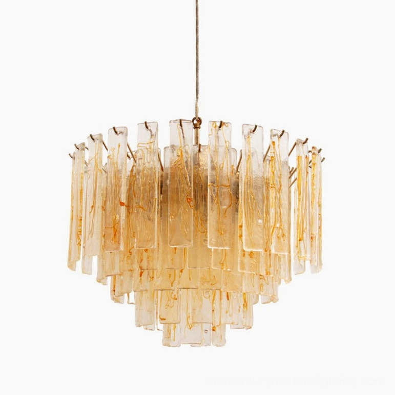 Large format tiered amber glass chandelier in grand 90cm diameter configuration, statement piece for expansive spaces