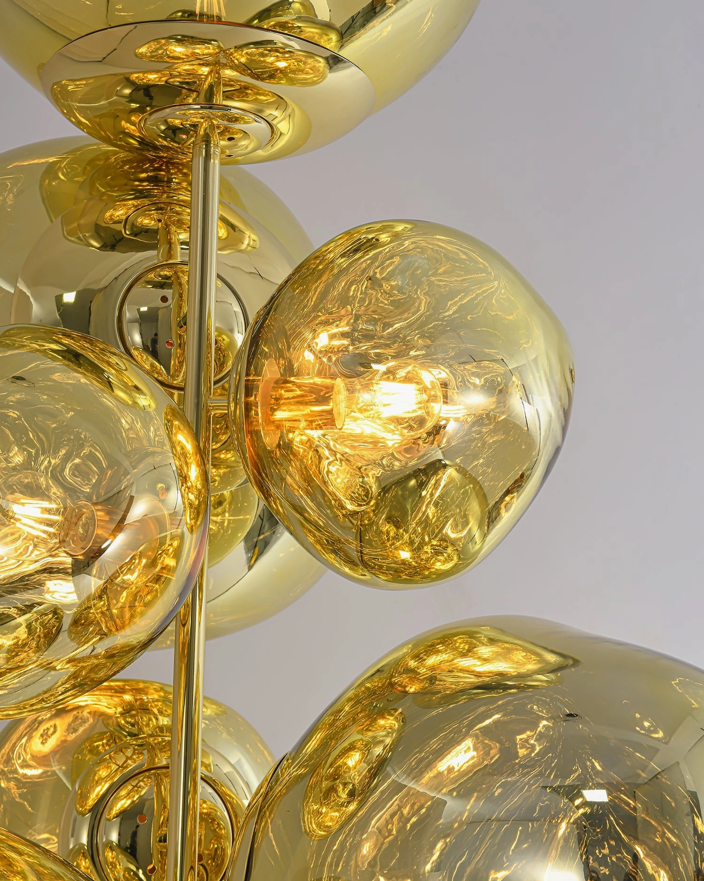 Lava cone floor lamp multiple finish options comparison showing chrome gold rose-gold smoke-gray