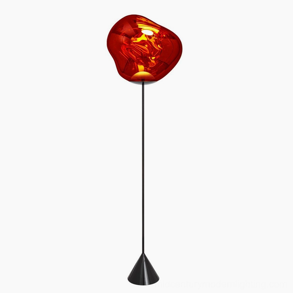 Lava Slim Floor Lamp full height view, sculptural modern floor lighting with molten glass design