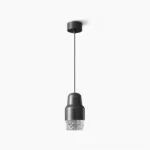 Lavinia three-color LED mini pendant lamp in matte black, front view studio shot with textured acrylic diffuser