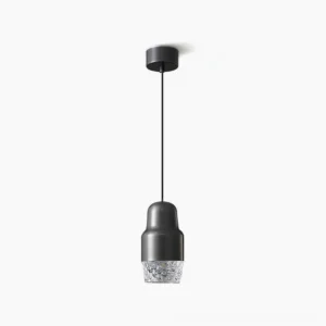 Lavinia three-color LED mini pendant lamp in matte black, front view studio shot with textured acrylic diffuser