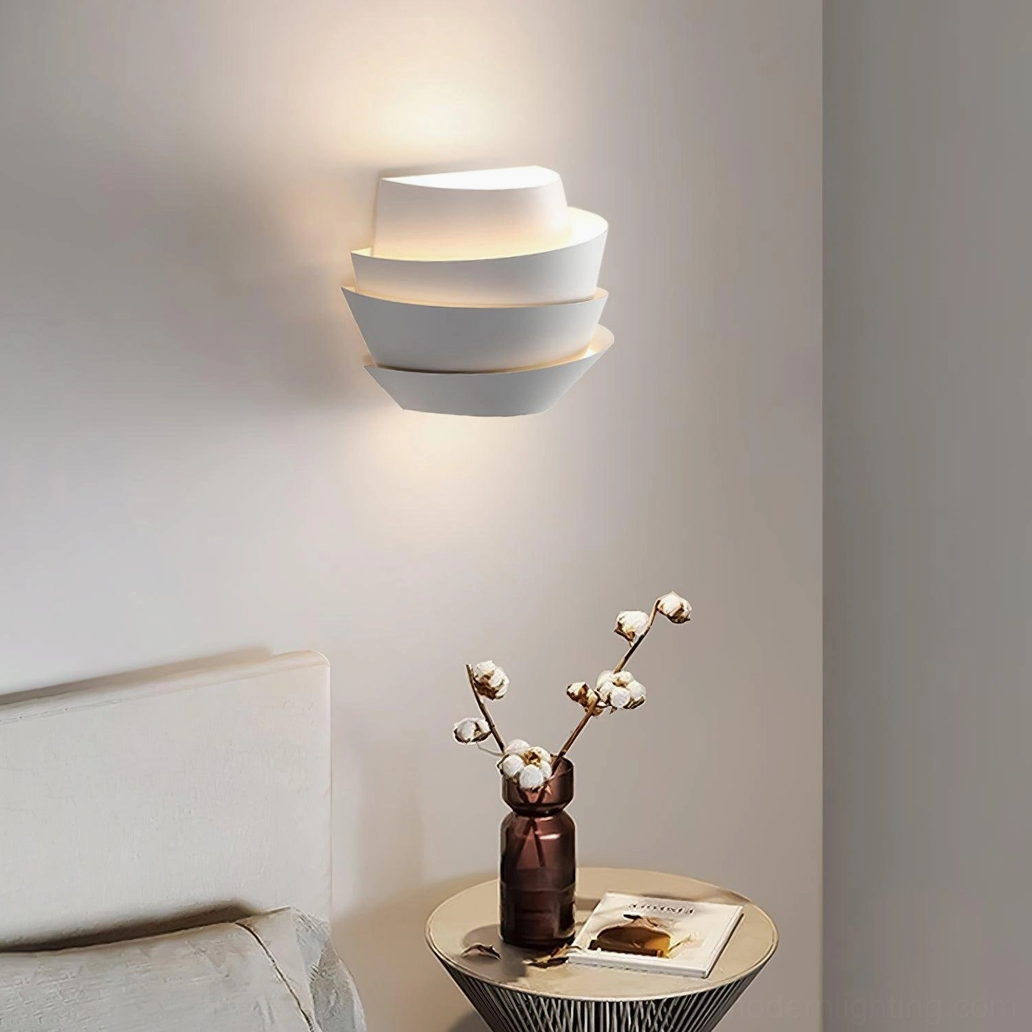 Le Soleil wall-mounted sconce matte finish tiered bands sculptural form
