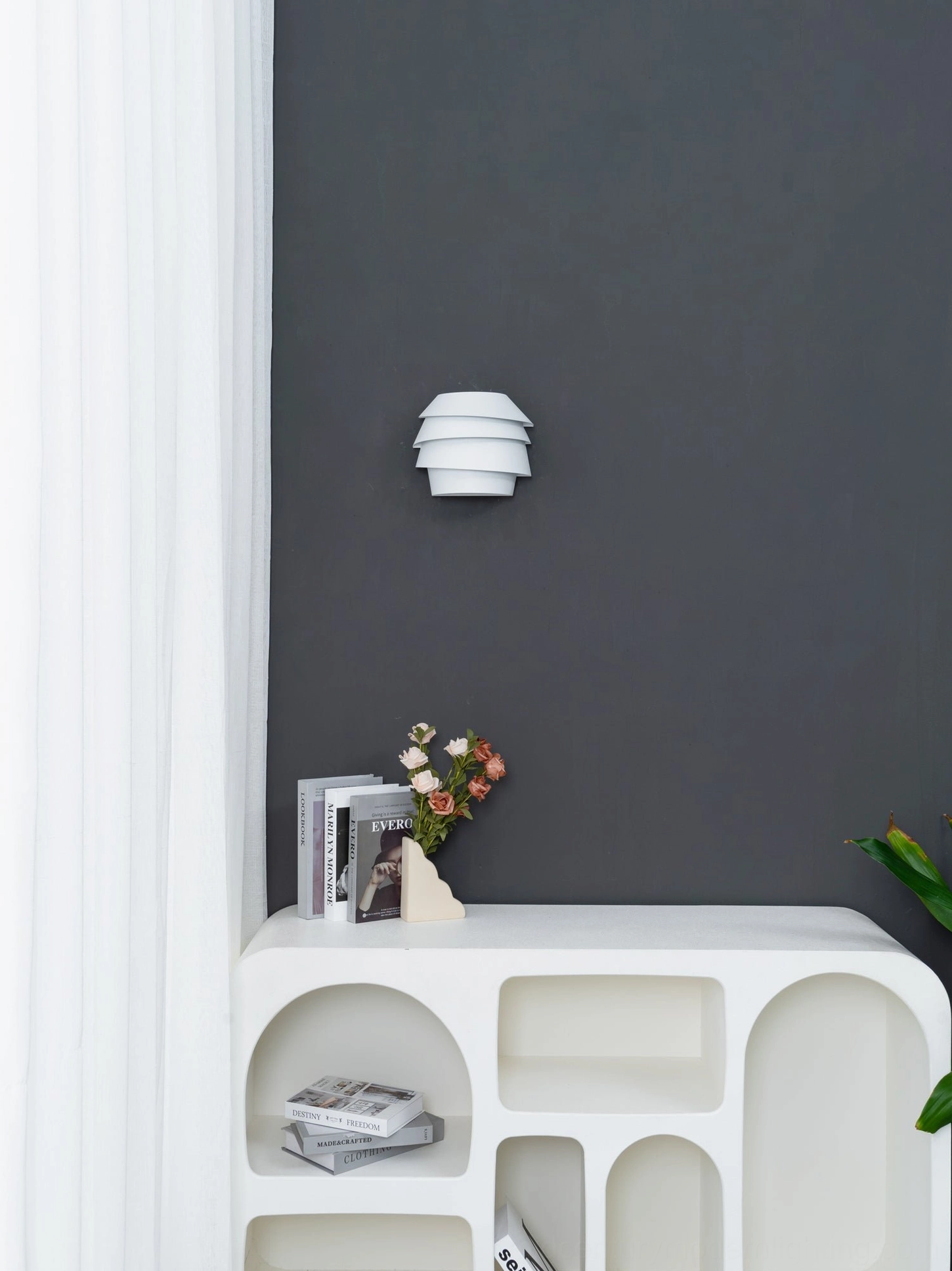 Le Soleil modern tiered wall lamp with asymmetrical banding architectural presence